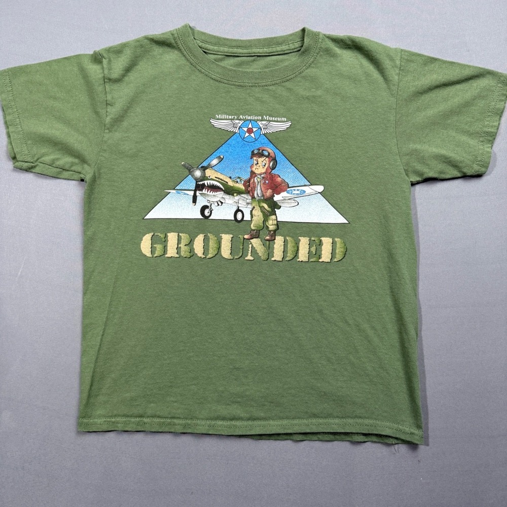 Kids Military Aviation Museum T Shirt Grounded P40 Airplane Tee